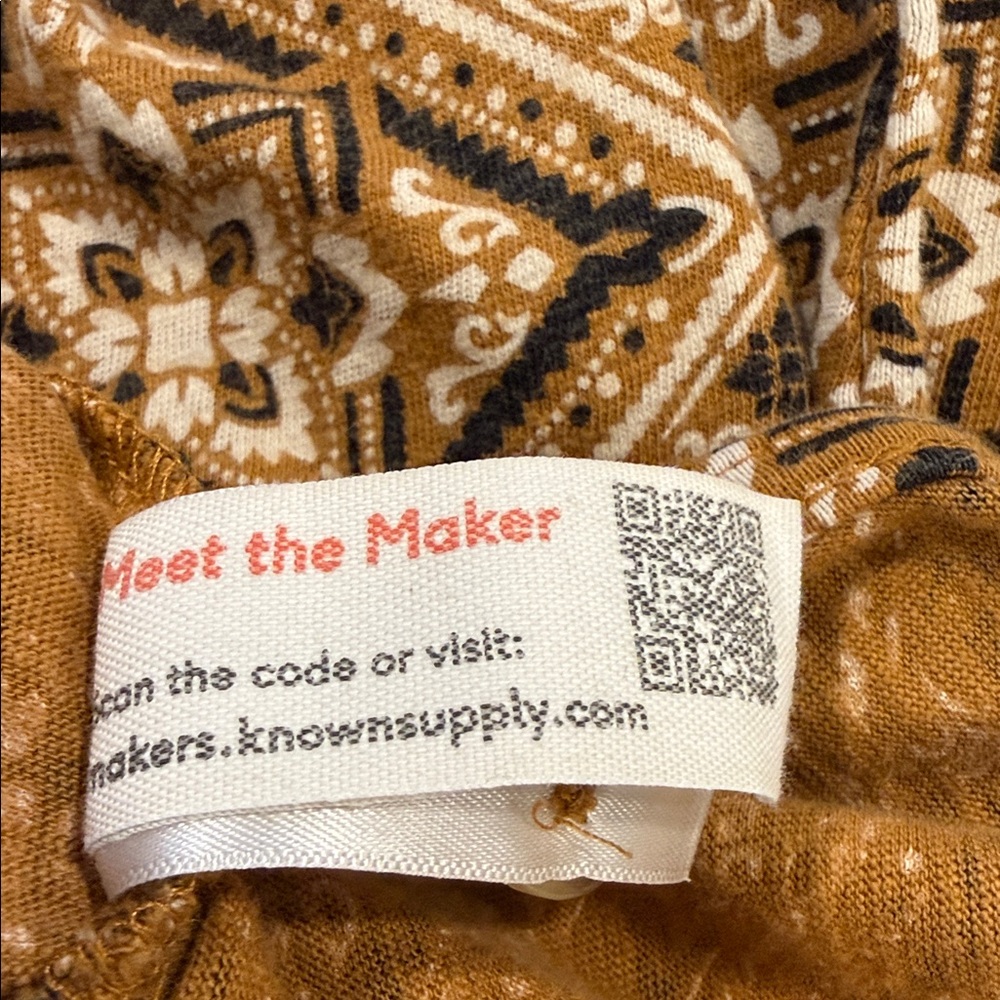 Known Supply Brown Cream Organic Cotton Geometric Print Boho Aztec Jumpsuit Sz M - Picture 12 of 16